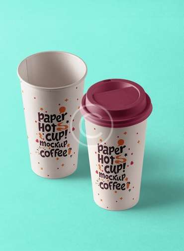 Colorful paper hot cup mockup